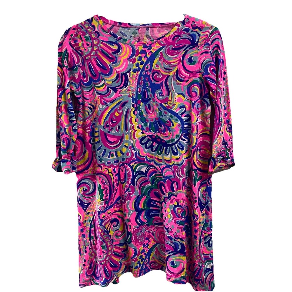 Lilly Pulitzer Sophie Mini Dress Psychedelic Sunshine Paisley Print Sz. XL 12-14